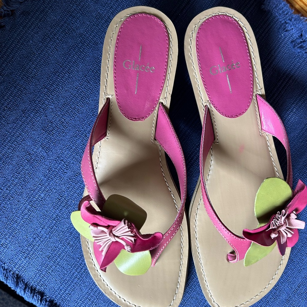Chic Pink and Lime Floral Sandals